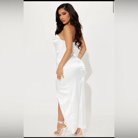 Maxi Dress - White 
High Slit * Corset Waist - Picture 3 of 3